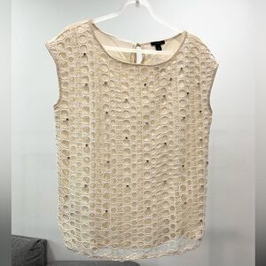 Ann Taylor Eyelet Top with Rhinestones Size S